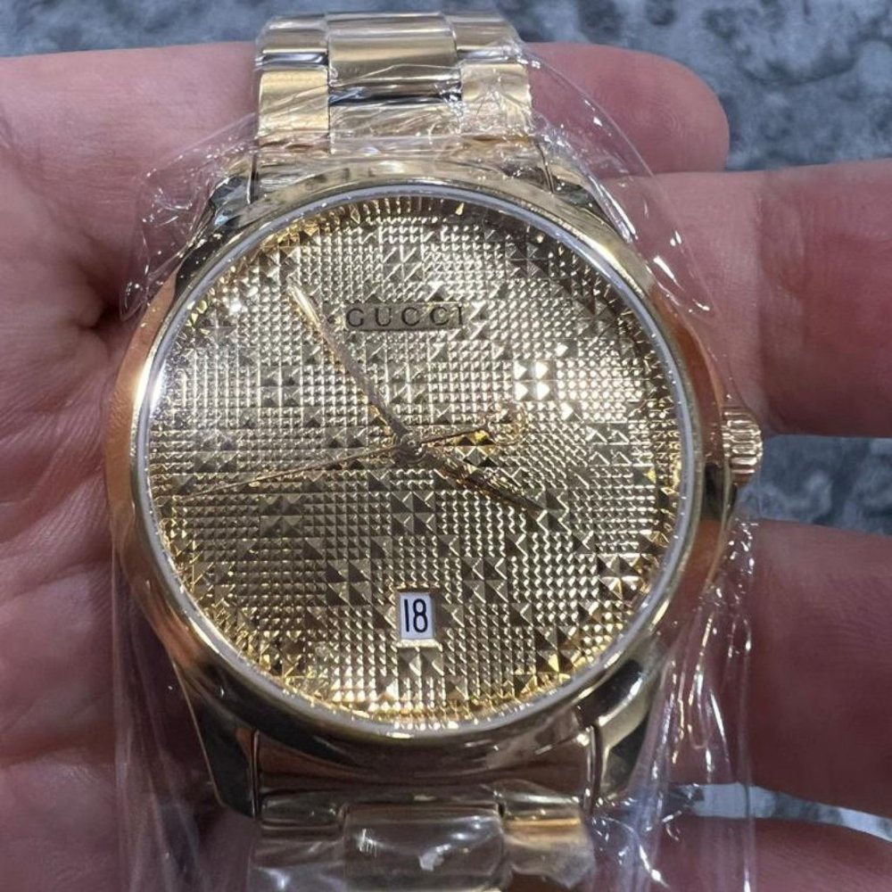 NIB Gucci G-timeless Yellow Gold PVD Wristwatch - Picture 5 of 6